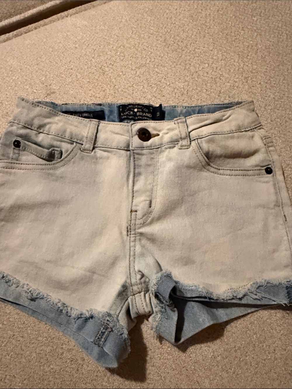 Lucky Brand Two-Tone Light Wash Frayed Hem Denim Shorts